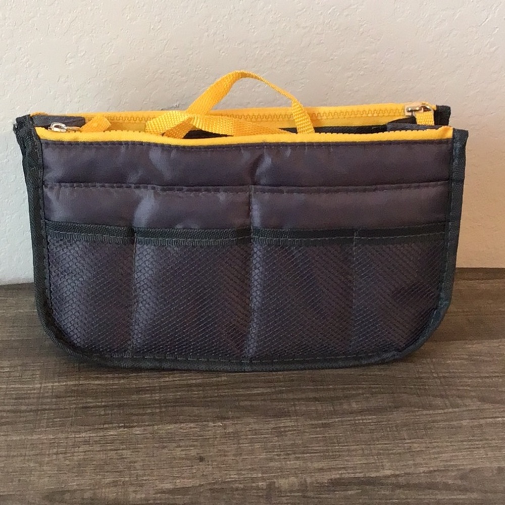 Yellow Trim Gray Bag Insert Organizer